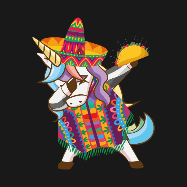 Mexican Dabbing Unicorn Cinco De Mayo Poncho Sombrero Taco by jodotodesign