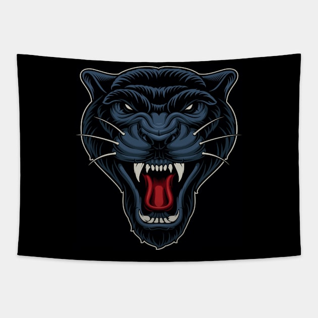 Black panther face mask Tapestry by Dody