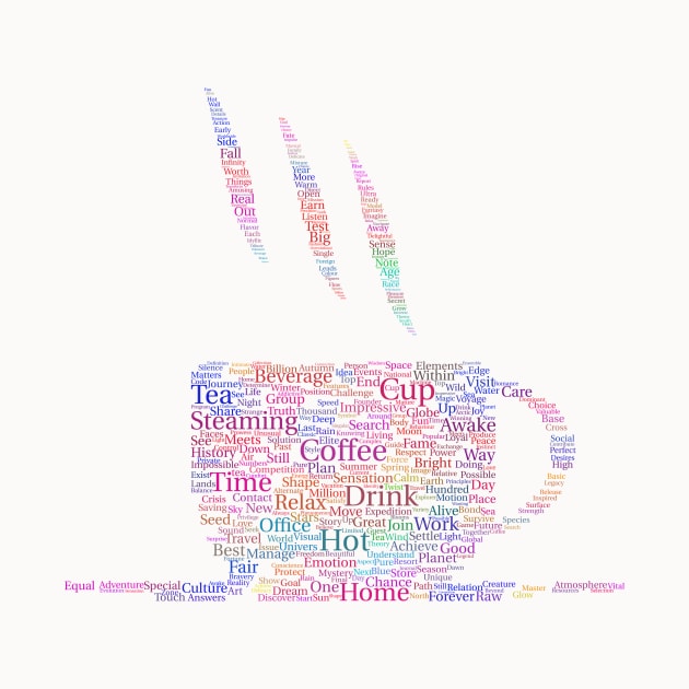 Tea Hot Cup Silhouette Shape Text Word Cloud by Cubebox