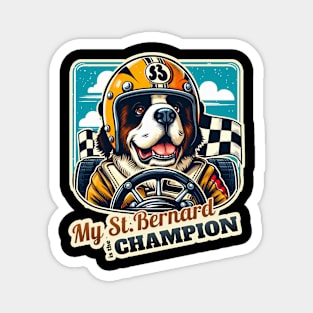 Car racer St. Bernard Magnet