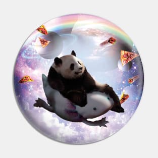 Space Galaxy Panda Riding Axolotl - Rainbow Pin