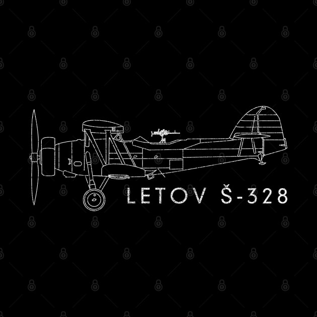 Letov Š-28 Š-328 WW2 Airplane Line Art Blueprint by Battlefields