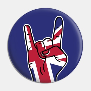 Rock On UK United Kingdom Union Jack Flag Rock Hand Pin