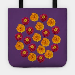 Red and Orange Marigold Floral Group Tote