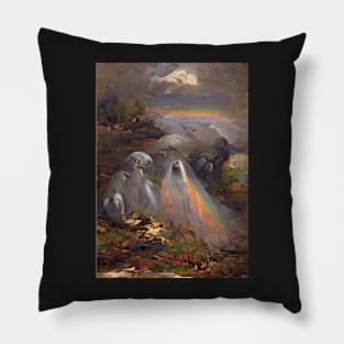 SURREAL GHOSTS AROUND A FIRE ON HALLOWEEN Pillow