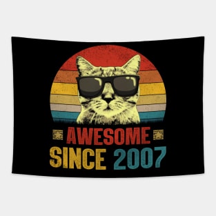 Awesome Since 2007 17th Birthday Gifts Cat Lover Tapestry