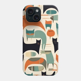 Mid Century Modern Scandinavian minimalist black cat pattern Phone Case