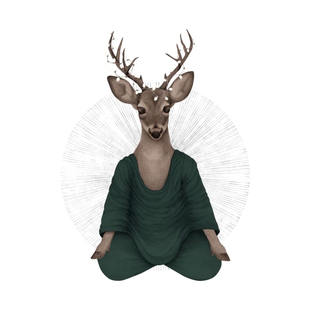 meditating deer - green by KindSpirits