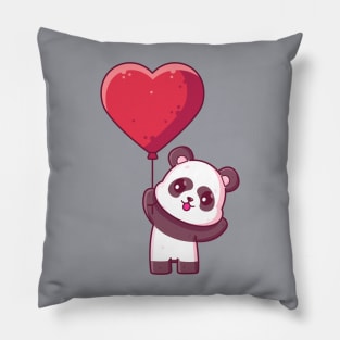 Cute panda holding love balloon Pillow