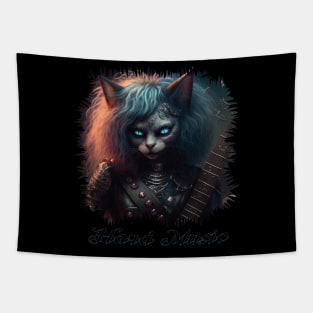 Hard Music - Gothic Cat Tapestry