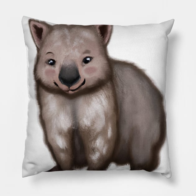 Cute Wombat Drawing Pillow by Play Zoo