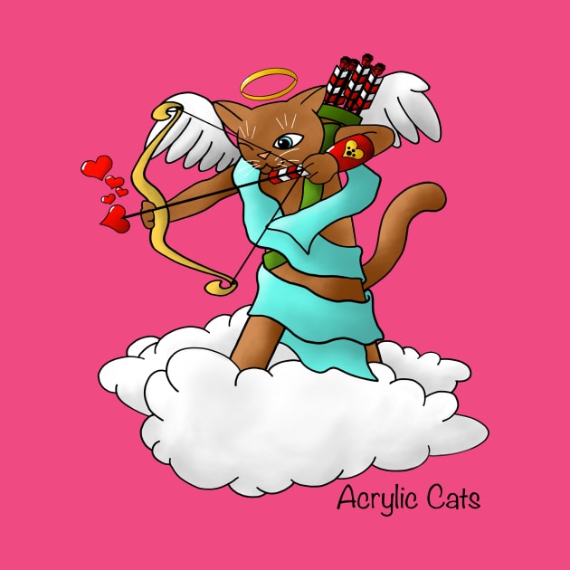 Valentine's Day Chocolate Brown Cupid Cat by Acrylic1101Cats