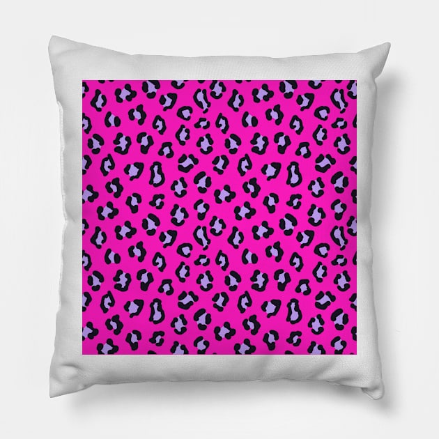 Leopard Print Pattern Pink Pillow by Kamaloca