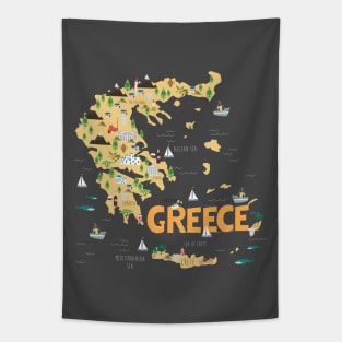 Greece Illustrated Map Tapestry