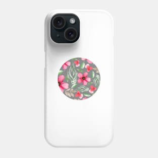 Pink Florals | Watercolor | Pattern | Grey Phone Case