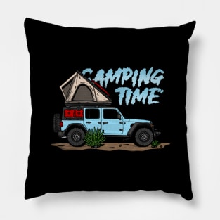 Jeep Design Camping Time - Light Blue Pillow