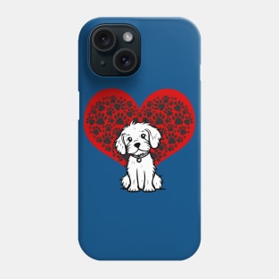 Cute dog lover paws on my heart Phone Case