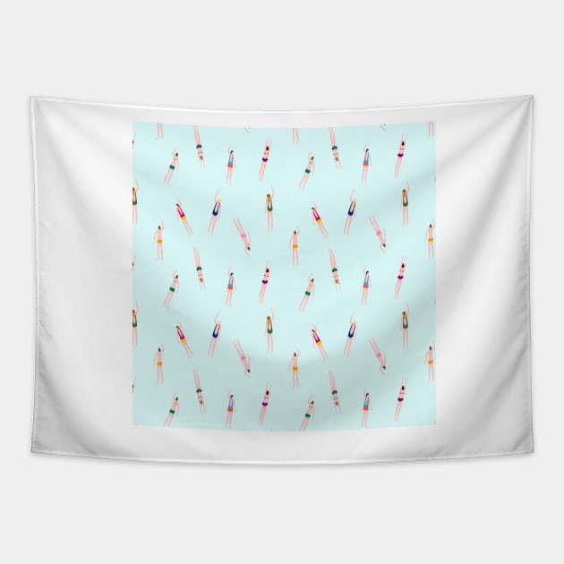 swimmers in the pool Tapestry by bigmoments