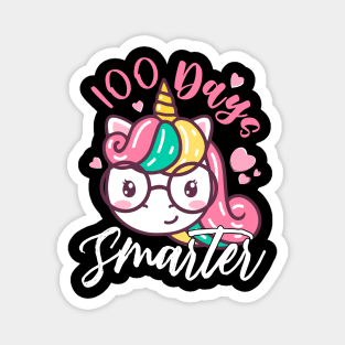 Girls 100 Days Smarter Unicorn Tee Girly 100 Days Of School Magnet