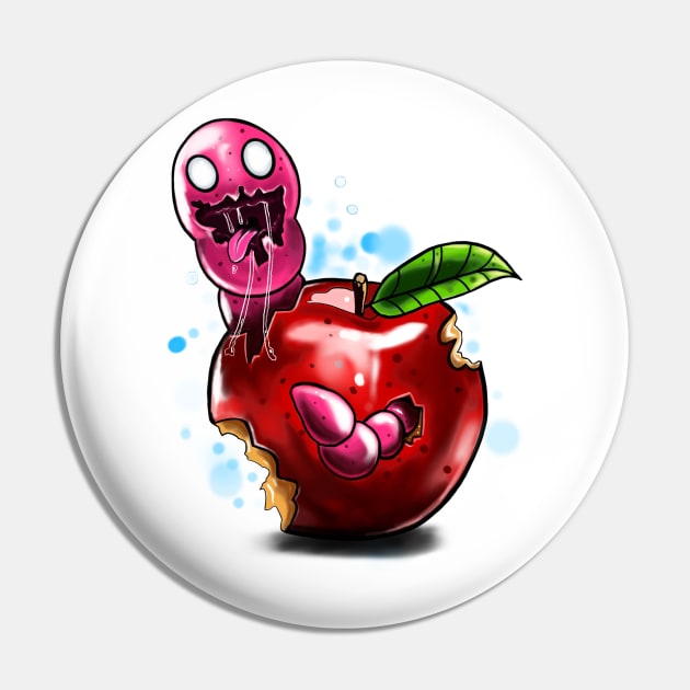 A Worm in an Apple Pin by TattooShirts