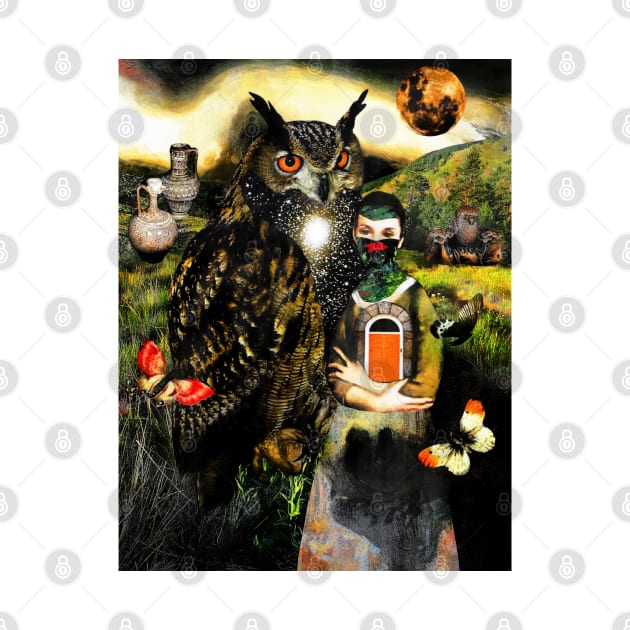 Owl Spirit Animal Guide Magic Goddess God Wisdom Athena by seruniartworks