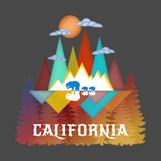 California Nature Life Outdoors Mountains Bear Lover Abstract Triangles T-Shirt