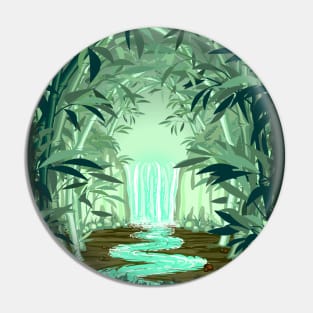 Fluorescent Waterfall on Surreal Bamboo Forest Pin