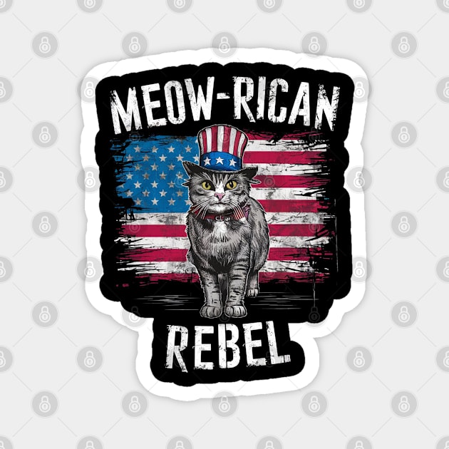 meow-rican rebel Magnet by Aldrvnd