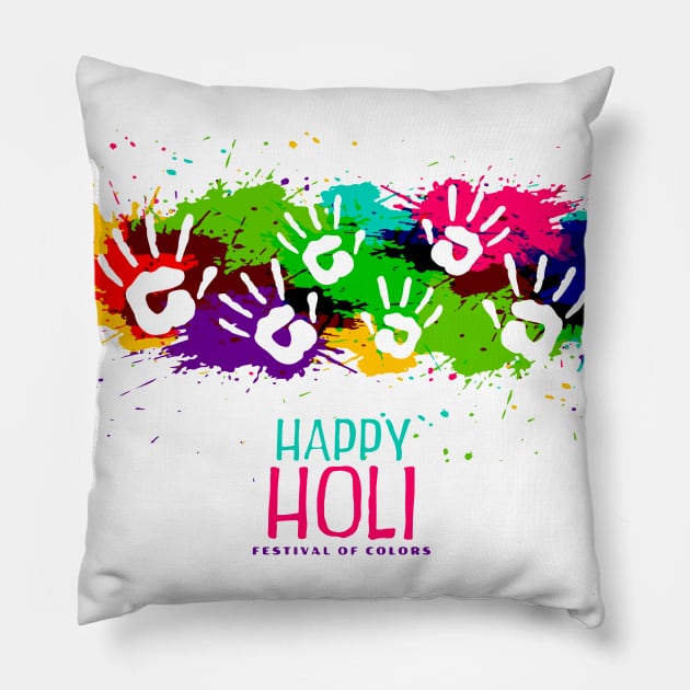 Color Splashes For Holi Festival Pillow by jobieh shop