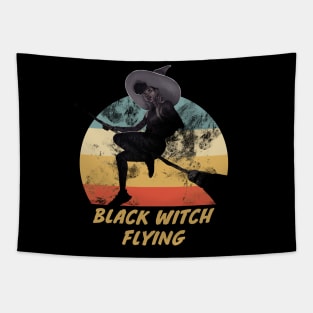 black witch flying Tapestry