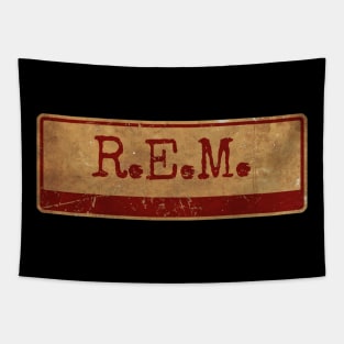 r e m text gold siple retro, vintage Tapestry