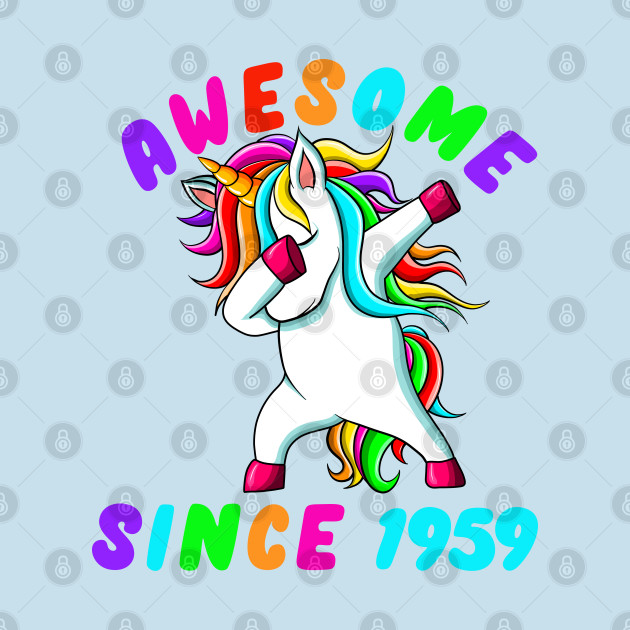 Discover Awesome Since 1960- Dabbing Unicorn -61th Birthday Gift Girls - Awesome Since 1960 - T-Shirt