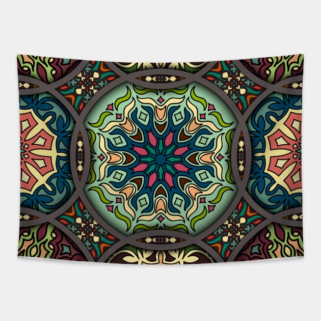 Vintage patchwork with floral mandala elements Tapestry by SomberlainCimeries