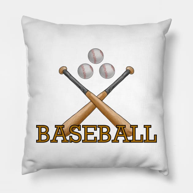 Baseball, Balls and Bats Pillow by MMcBuck