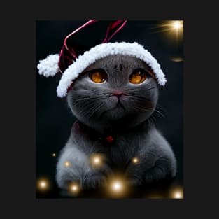 Christmas shorthair cat on a winter evening T-Shirt