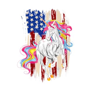 Americorn Patriotic Unicorn America Stars Flag Premium T-Shirt