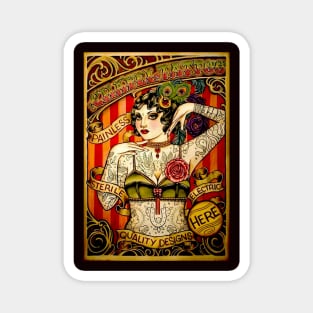 Tattooed Lady Vintage Art Print Magnet