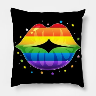 Funny Lesbian Gay Pride Lgbt Lips Flags Pillow