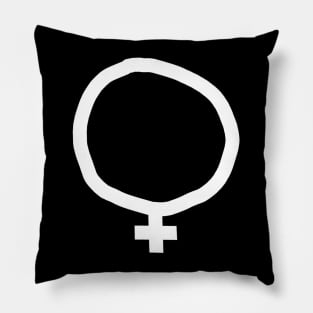 Minimal Female Gender Symbol White Line Pillow