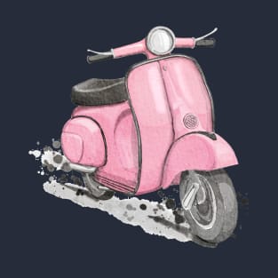 Pink Classic Retro Scooter T-Shirt