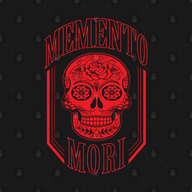 Red Memento Mori (with a calavera/sugar skull) by Elvdant