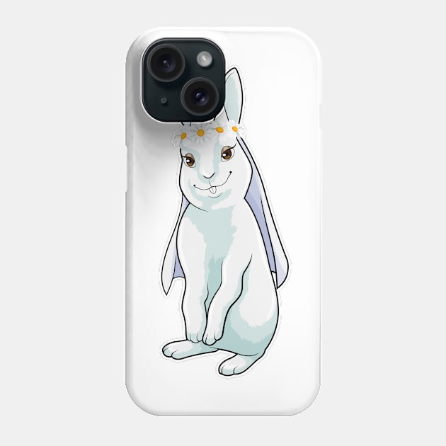 Bunny as Bride with Wreath of flowers Phone Case by Markus Schnabel