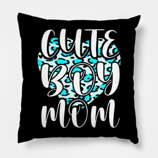 Cute Boy Mom Leopard Heart Mother's Day Boy Mama Mom Pillow