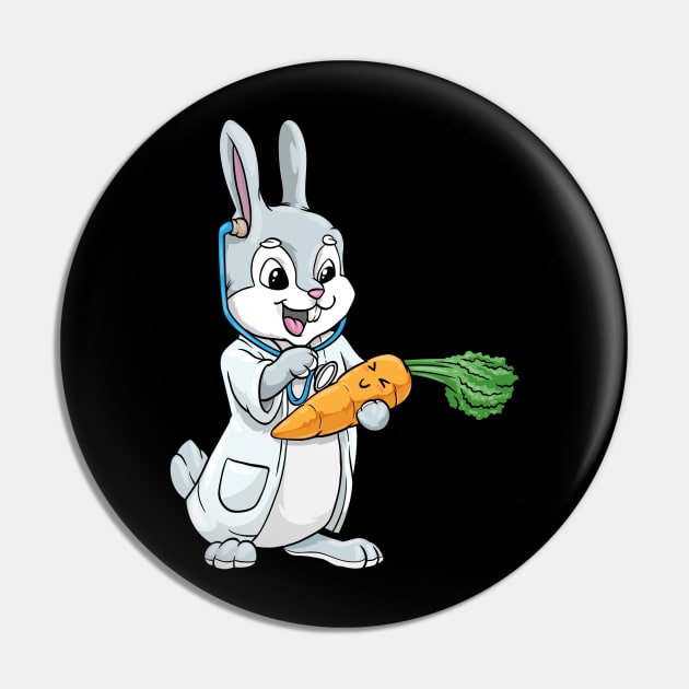 Rabbit as doctor with stethoscope and carrot Pin by Markus Schnabel