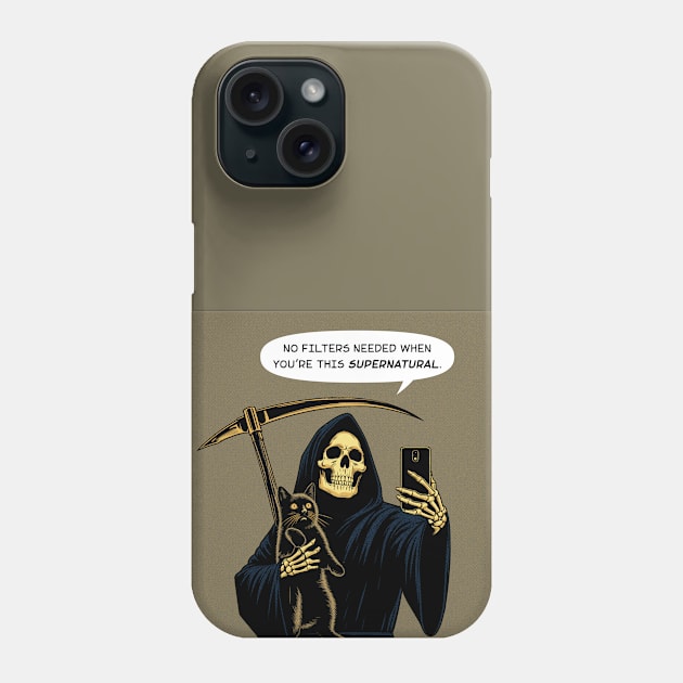 Grim Reaper selfie supernatural Phone Case by Retro Vibe