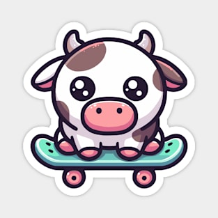 cow on a Skateboard Magnet