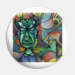 Intense lady in an abstract painting Pin
