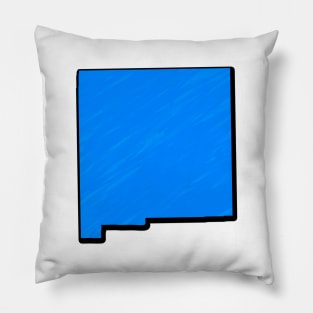 Bright Blue New Mexico Outline Pillow