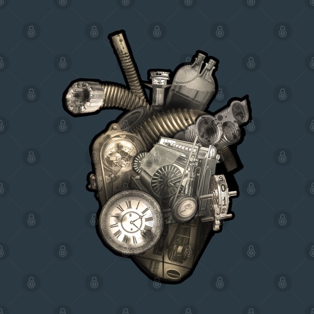 Steampunk Mechanical heart by Blacklinesw9