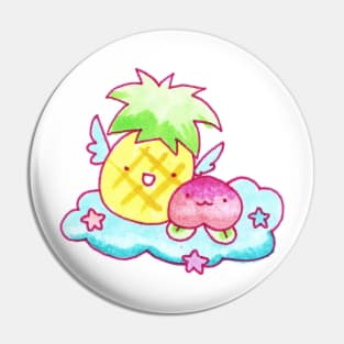 Pineapple and Peach Fruit Angels Pin